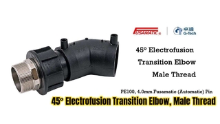 45° Electrofusion Transition Elbow, Male Thread PE100, 4.0mm Fusamatic (Automatic) Pin